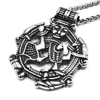 Vintage Vikings Loki Hollow Necklaces Men Stainless Steel Norse Mythology Trinity Pendant Amulet Scandinavian Jewelry Male Gifts