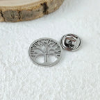 New punk style tree of life hollow stainless steel gold-plated badge, suit lapel pin waterproof black, men's brooch set