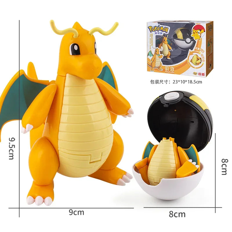 Pokemon Pokeball Anime Figures Toys, Pikachu Gengar Dragonite Snorlax Lapras Pocket Pokeball Toys