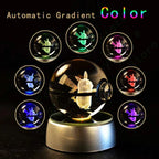 Pokemon 3D Crystal Ball Pokeballs with LED Light Base, Kids Anime Toy Gifts