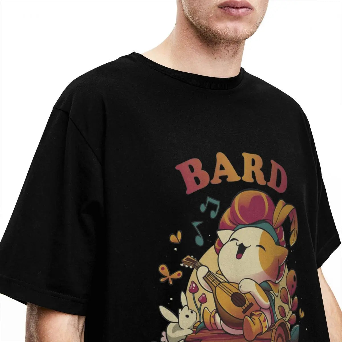 Vintage DnD Bard's Call T-Shirts Men O Neck 100% Cotton T Shirts Cute Cat Gamer Short Sleeve Tees Printed Clothes