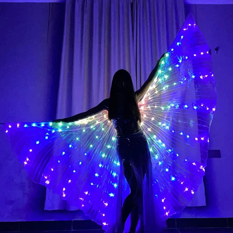 Ailes de danse papillon lumineuses à LED, cape fluorescente pour spectacles, spectacle, Grand événement, accessoires d'ambiance de danse, cape lumineuse à LED