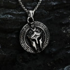 European and American Vintage Spartan Viking Mask Warrior Men's Titanium Steel Necklace Fashion Trend Helmet Handmade Pendant