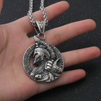 stainless steel King of War Spartan Warrior Portrait Pendant Men\'s Necklace Trend Rock Hip Hop Party Jewelry Christmas Gift