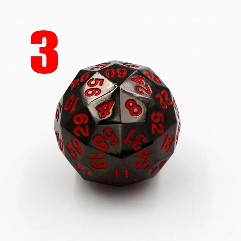 Set of metal dice with digital numbers, classic dice, D60, dice, D60, polyhedral
