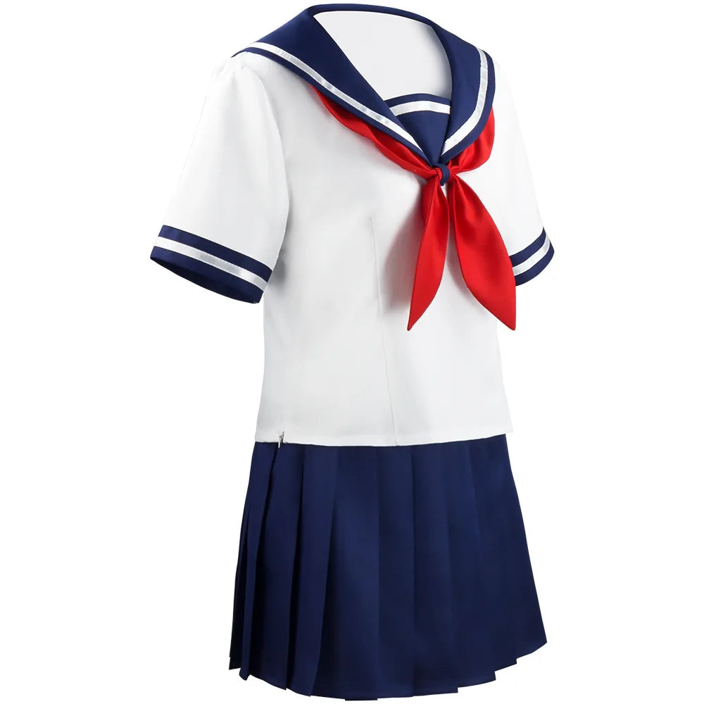 Juego Yandere simulador Cosplay disfraz Ayano Aishi uniforme Chan JK escuela mujer traje marinero traje camiseta + falda Cosplay regalo