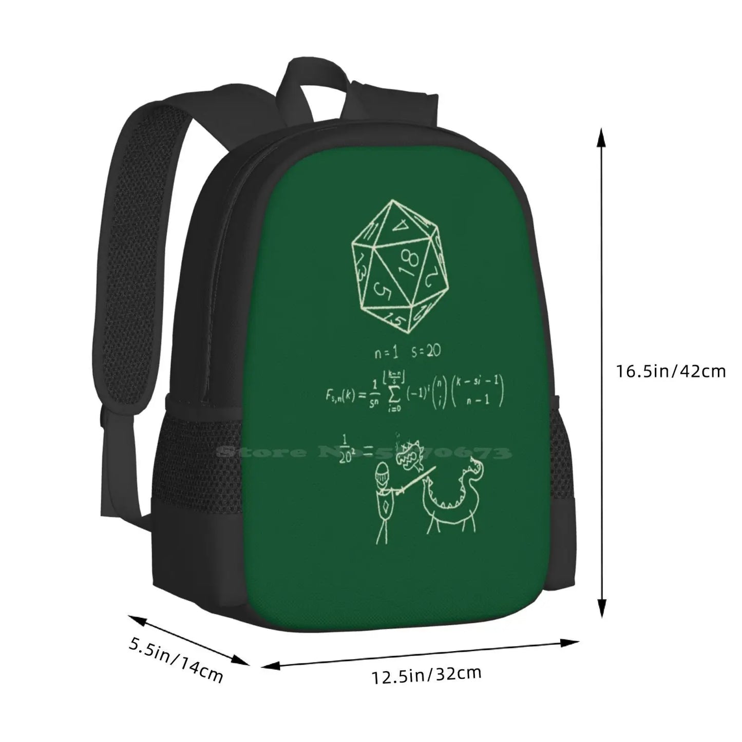La ciencia de los dados de 20 caras. Bolsas escolares viaje portátil mochila D20 ciencia matemáticas dados Dnd y dragones