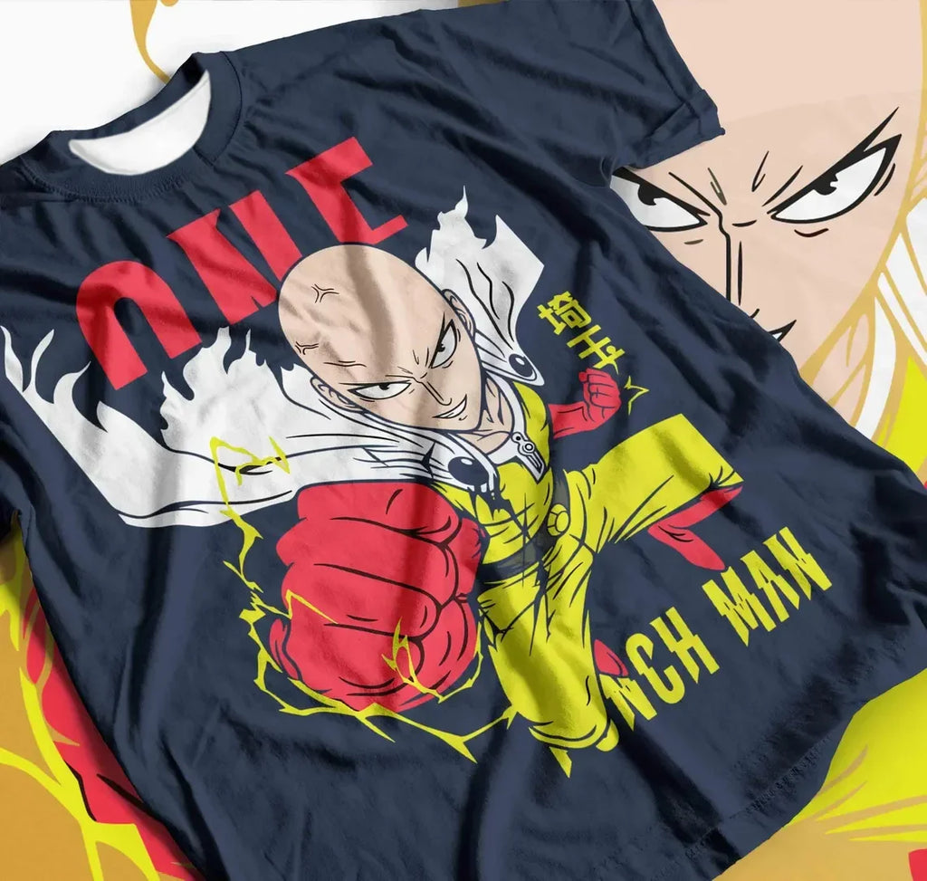 Saitama T-Shirt: One Punch Man Critical Pose 3D Color Block