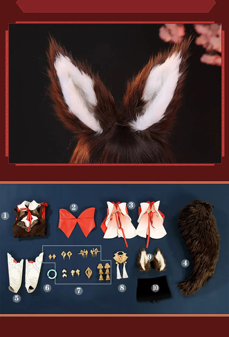 Honkai: Star Rail Fox Stop Cloud Cosplay Clothing Women's Dress Cute Wig Ear Tail Headwear Halloween Party Clothing Toy Gift