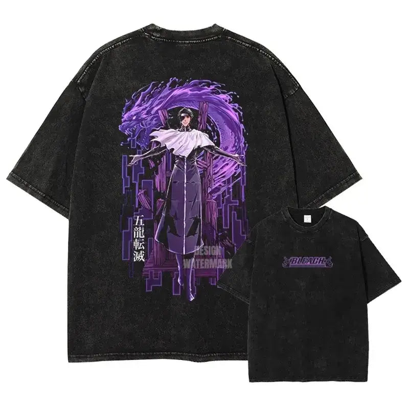 Bleach Aizen Sousuke Harajuku Washed Graphic T-Shirt