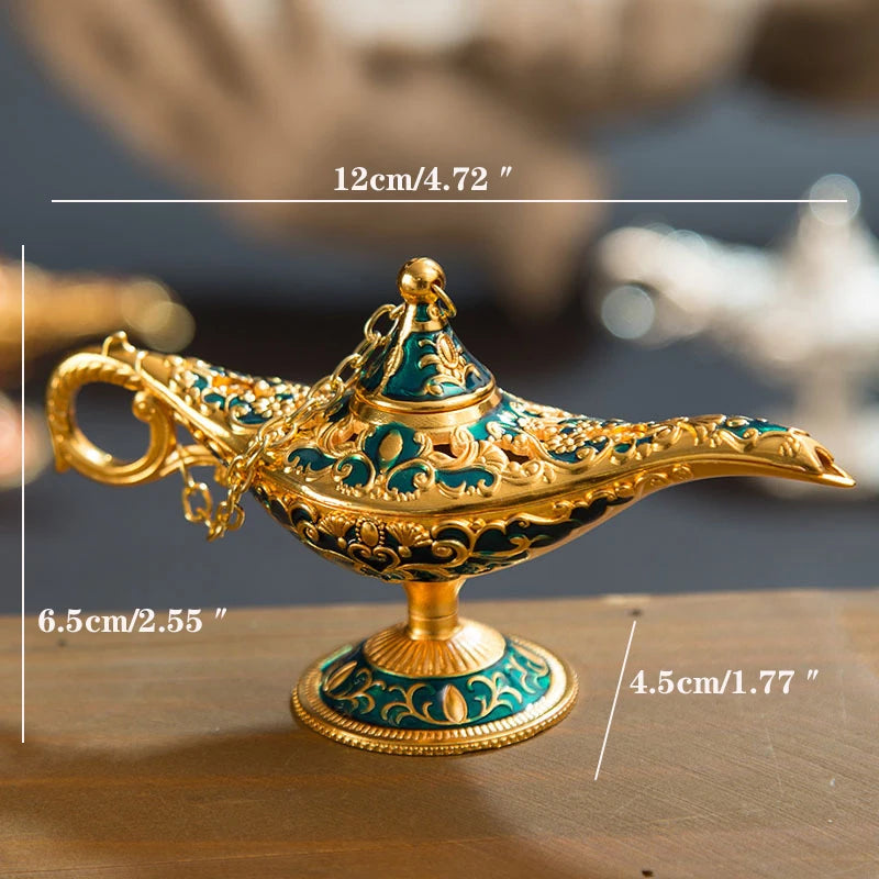 ERMAKOVA 12 cm (4.7 ") classique Rare creux légende Aladdin magique génie lampes brûleurs d'encens rétro souhaitant lampe à huile décor à la maison cadeau