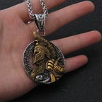 stainless steel King of War Spartan Warrior Portrait Pendant Men\'s Necklace Trend Rock Hip Hop Party Jewelry Christmas Gift