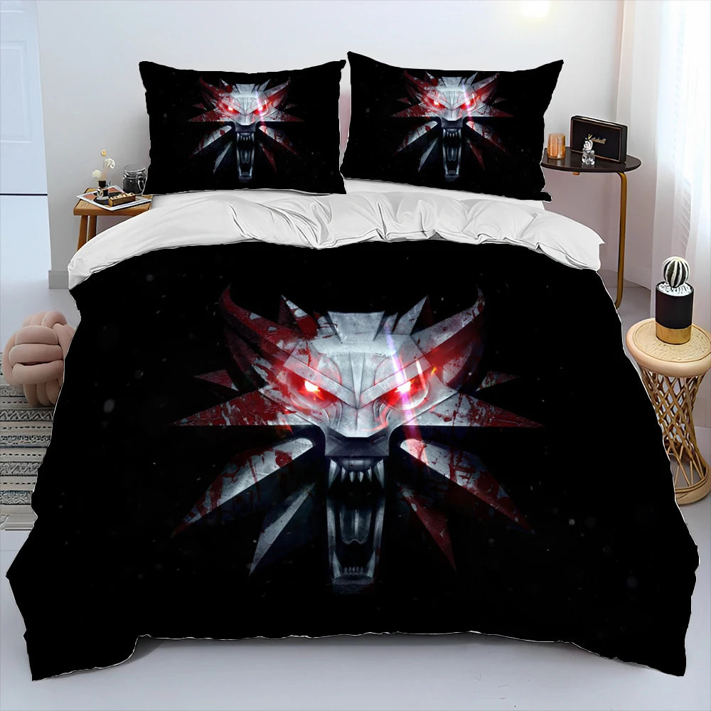 3D The W-Witcher Game Gamer cartoon Comforter Bedding Set,Duvet Cover Bed Set Quilt Cover Pillowcase,king Queen Size Bedding Set