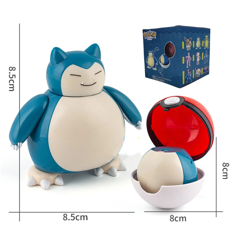Pokemon Pokeball Anime Figures Toys, Pikachu Gengar Dragonite Snorlax Lapras Pocket Pokeball Toys