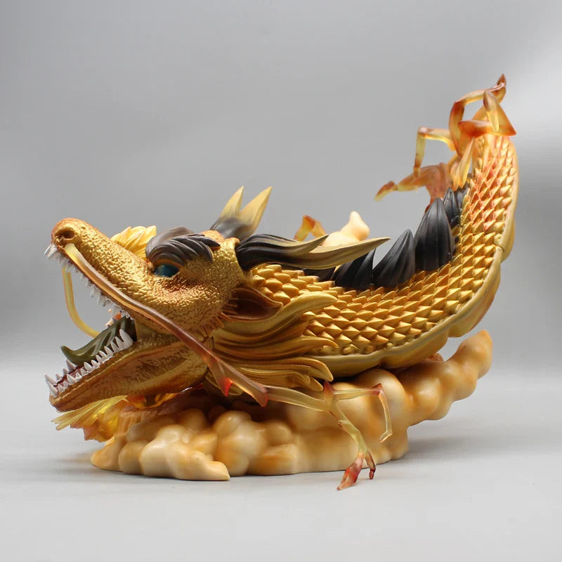 Super Saiyan 3 Goku and Golden Shenron Action Figure, Dragon Ball Z Anime Figurines Pvc 21.5 CM