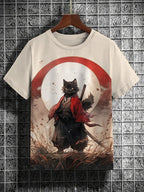 Samurai Cat Graphic T-Shirt – Japanese Style 3D Print Men's Tee