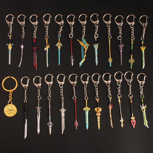 Genshin – porte-clés épée à Impact Zhongli Venti Diluc, armes Skyward Blade, porte-clés de collection, bijoux cadeau