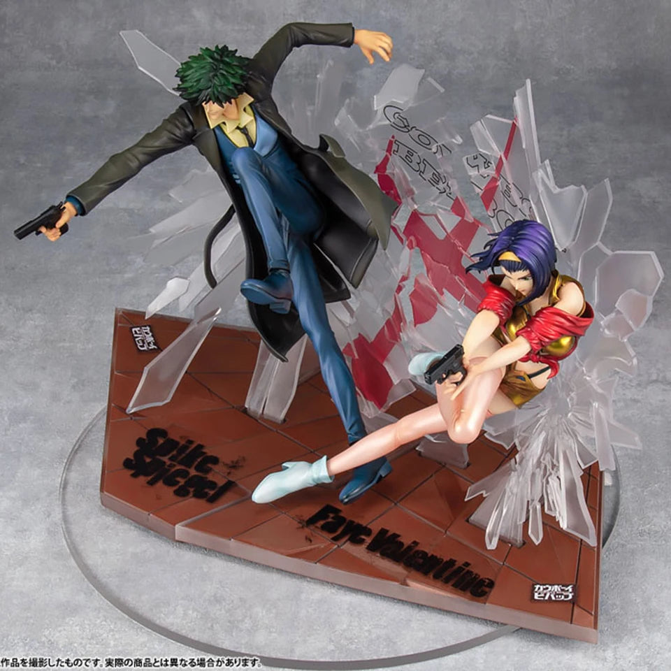 Original MegaHouse Cowboy Bebop 22 cm Spike Spiegel Faye Valentine figura de acción juguetes de modelos coleccionables para niños