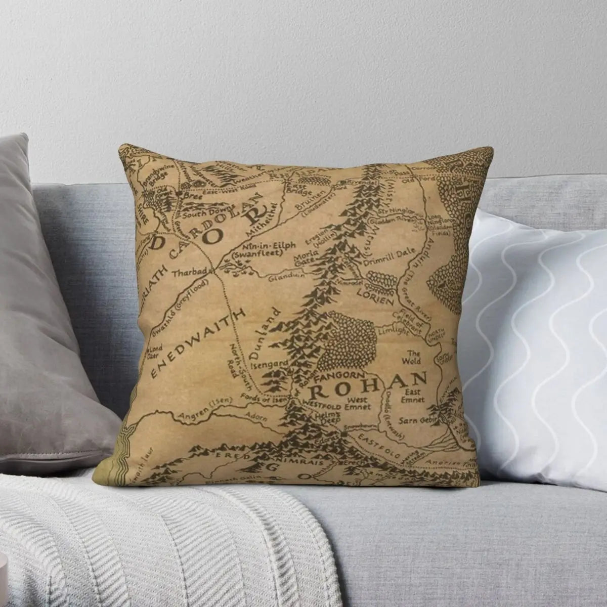 ROHAN Maps Square Pillowcase Polyester Linen Velvet Pattern Zip Decor Home Cushion Cover