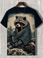 Samurai Cat Graphic T-Shirt – Japanese Style 3D Print Men's Tee