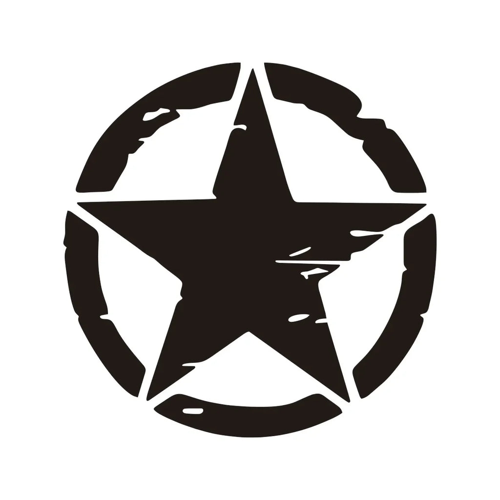 Army Star Vinyl Decal Sticker – Jeep Wrangler & All 4x4 Models | 3 Patterns, 4 Sizes, 4 Styles