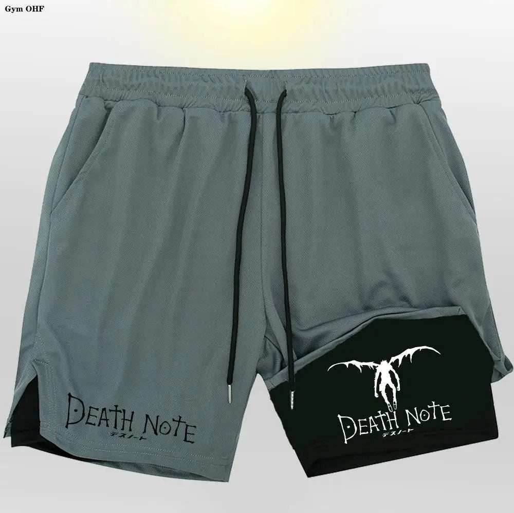 Death Note Gym Shorts: Dominate Your Workout with Dark Precision! - Grey Black 1 / M
