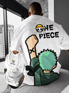 One Piece Graphic T-Shirt: Luffy & Zoro Oversized Streetwear