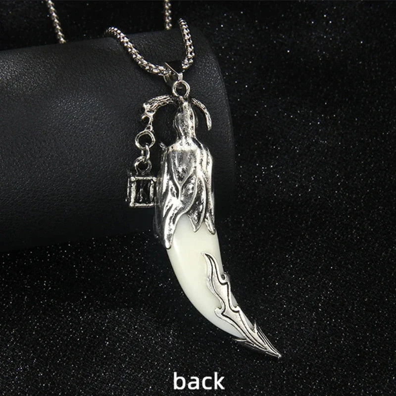 1pcs Creative Men's Necklace Pendant Horror Theme Skeleton Death Reaper Scythe Necklace Halloween Party Accessories