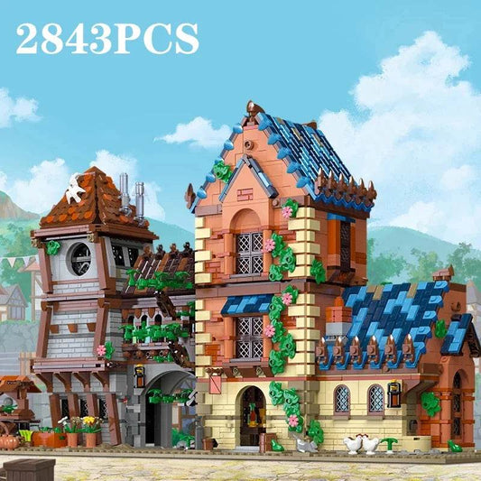 2843PCS Medieval Tavern Building Block Creative City Street View MOC Model Bricks Creative Desktop Ornaments Toys Gifts For Kids - Medieval Tavern
