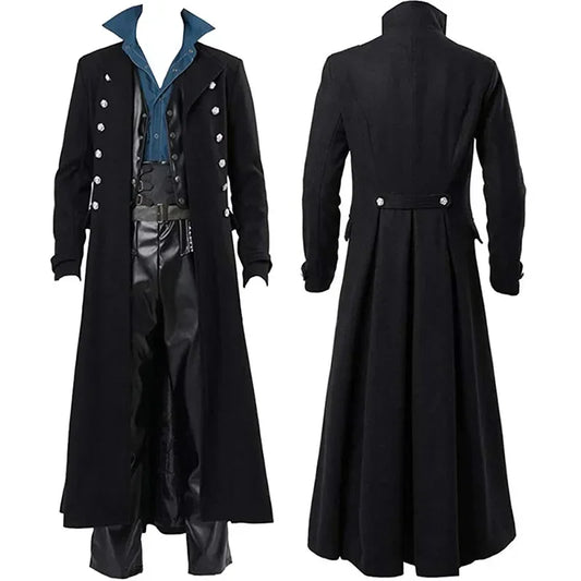 Costume de Pirate médiéval, Trench-Coat Vintage Steampunk, veste de smoking gothique pour hommes, Costume de Cosplay de fête de carnaval victorien