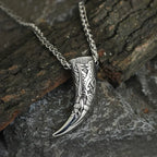 Vintage Titanium Steel Nordic Mythology Spiritual Viking Necklace Men Wolf Teeth Necklace for Men Amulet Jewelry