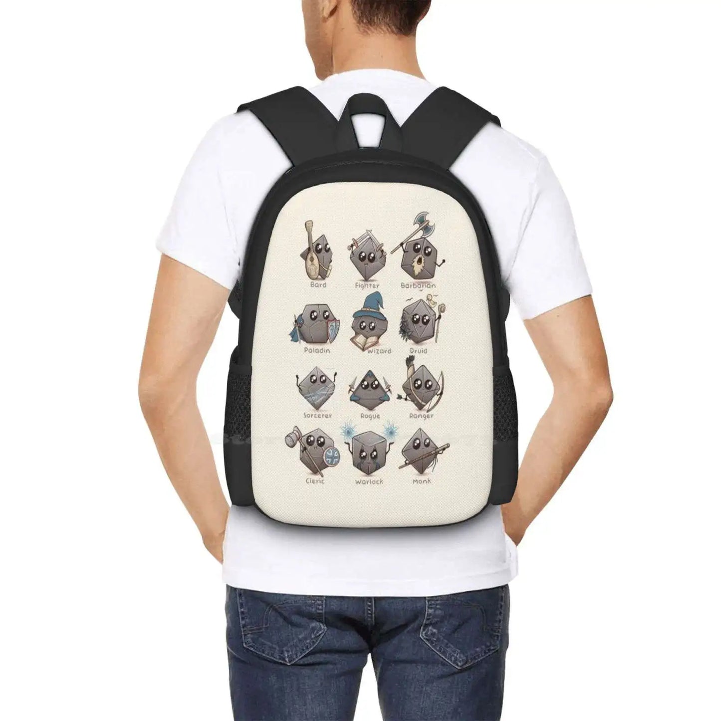 Kawaii Dnd Classes - Mochila Dnd &amp; Dragons D&amp;d para estudiantes, escuela, portátil, bolsa de viaje, Dnd Dm Dragons Geek DD Rpg Gm D20 Geometri