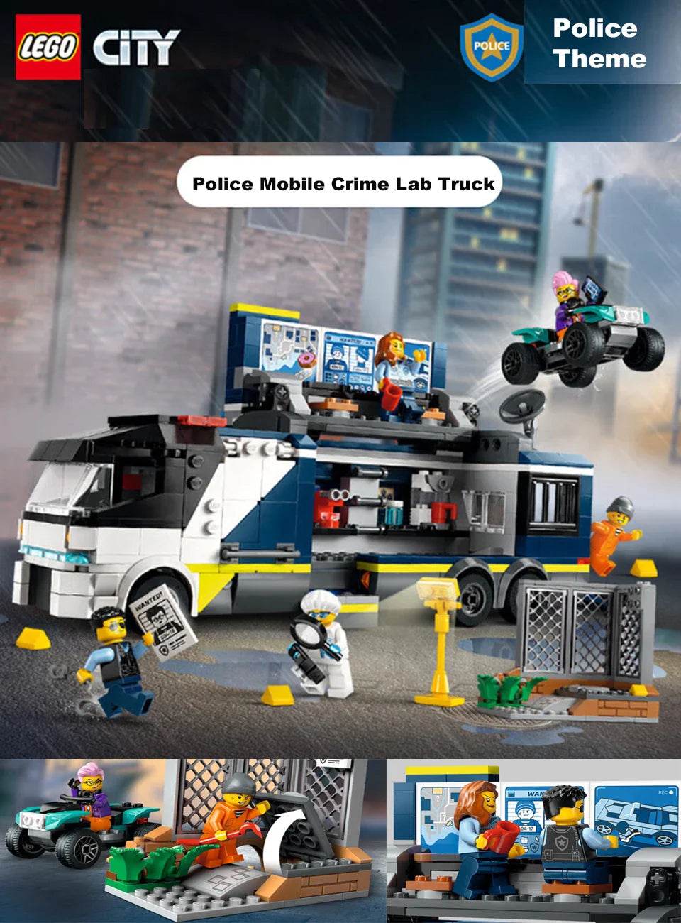 LEGO 60418 City Police Mobile Crime Lab Truck Toy, Pretend Play Police Toy, Police Truck Toy for Kids Ages 7 Plus - 60418