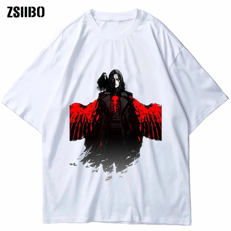 Summer Y2K Crow Print Goth T-shirts Cotton Short Sleeve Crows Movie T Shirt Streetwear Loose Unisex Causal Tees