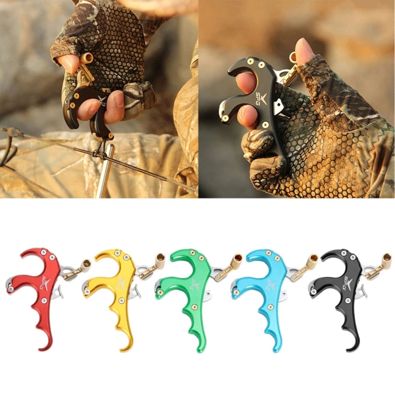 4 Finger Grip Thumb Trigger Release Assistant Compound Bow Release Aid Hunting Thumb Caliper Trigger Handheld 24BD