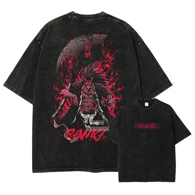 Bleach Aizen Sousuke Harajuku Washed Graphic T-Shirt