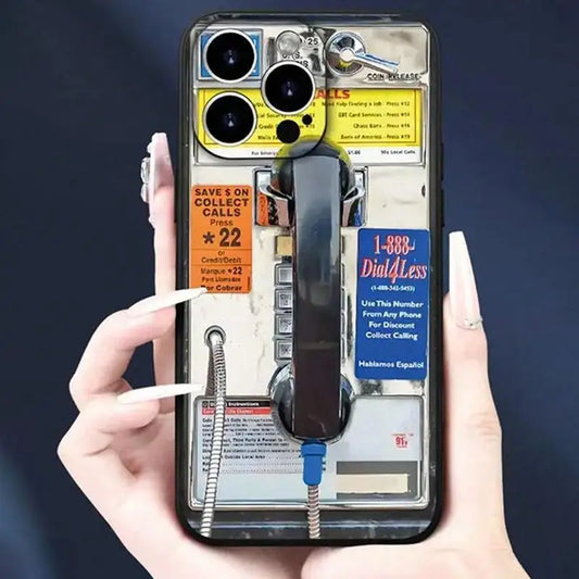 Vintage Telephone Booth Pattern Phone Case,  Fashion Phone Accessories Compatible with  IPhone 16 Pro Max 15 Pro 14Plus 13 12 11