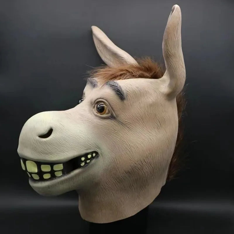 Animal Mask Novelty Halloween Carnival Terror Unisex Cosplay Funny Donkey Headgear Fancy Masquerade Props Latex Animal Head Mask