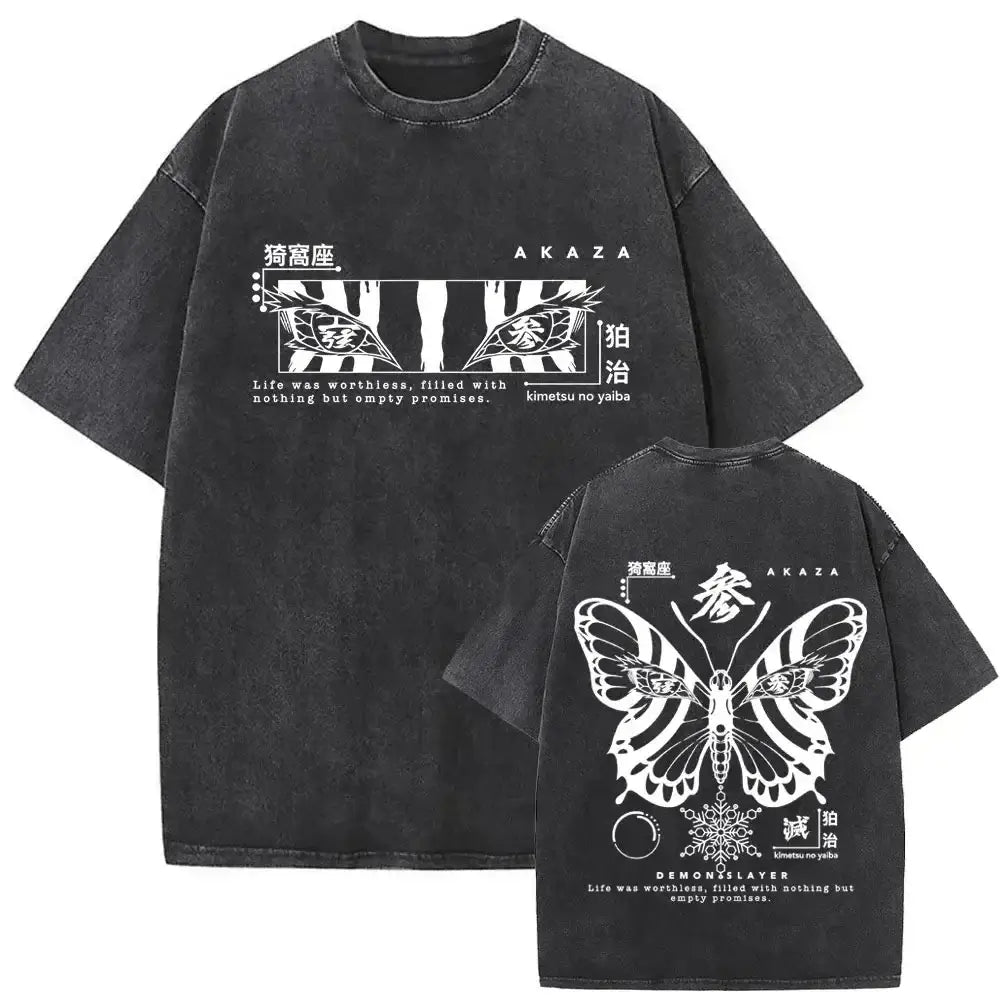 Akaza Koyuki T-shirt: Washed Oversized Anime Graphic Tee