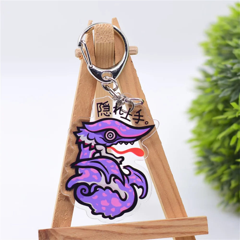 6cm Game Monster Hunter Acrylic keychain 6cm student bag bag small pendant small gift decoration