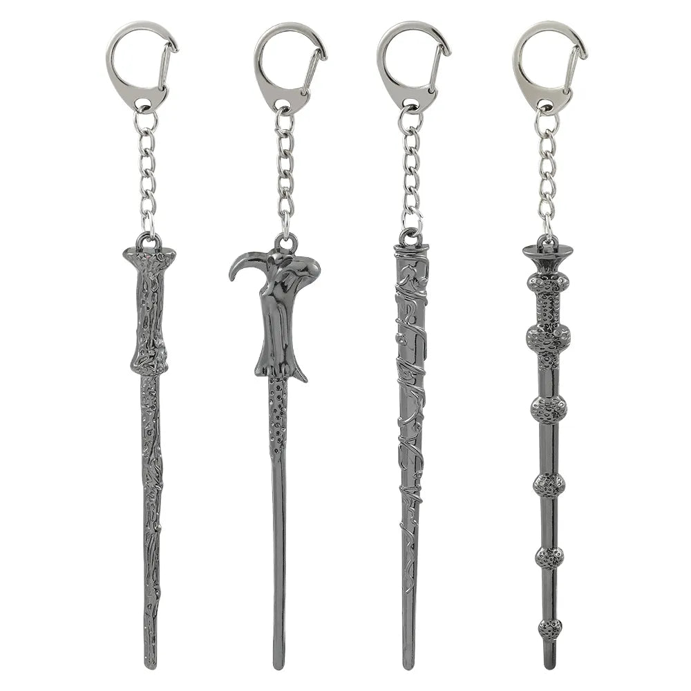 Trend Movie Keychain Cosplay Props Magic Wand Metal Pendant Keyring Car Backpack Key Holder Vintage Jewelry Accessories Gift