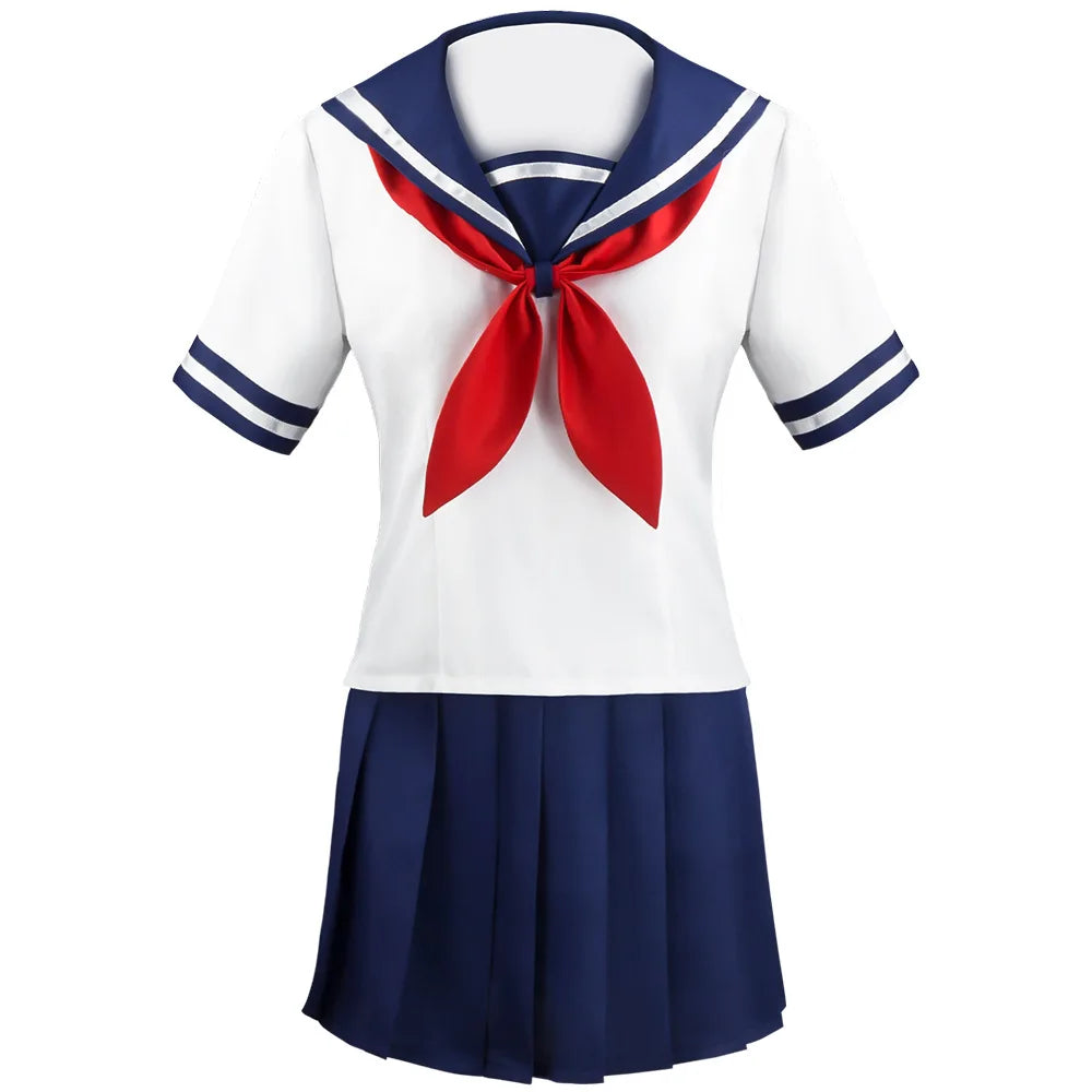 Juego Yandere simulador Cosplay disfraz Ayano Aishi uniforme Chan JK escuela mujer traje marinero traje camiseta + falda Cosplay regalo