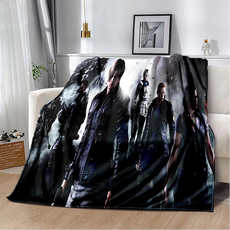 R-Resident Evil Games Gamer Couverture en peluche douce en flanelle pour salon, chambre à coucher, lit, canapé, pique-nique pour enfants