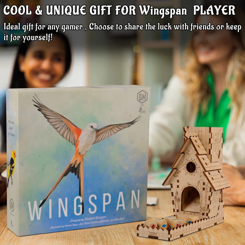 CZYY Torre de dados para comedero de pájaros con bandeja de madera cortada con láser, perfecta para envergadura y otros juegos de mesa
