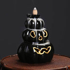 LED Lamp Pumpkin Halloween Waterfall Backflow Incense Burner - Brown