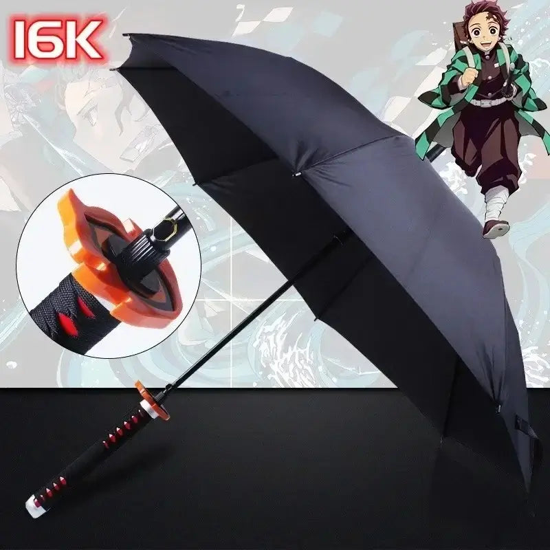 Tanjiro Katana Umbrella: Demon Slayer Long Handle UV Parasol