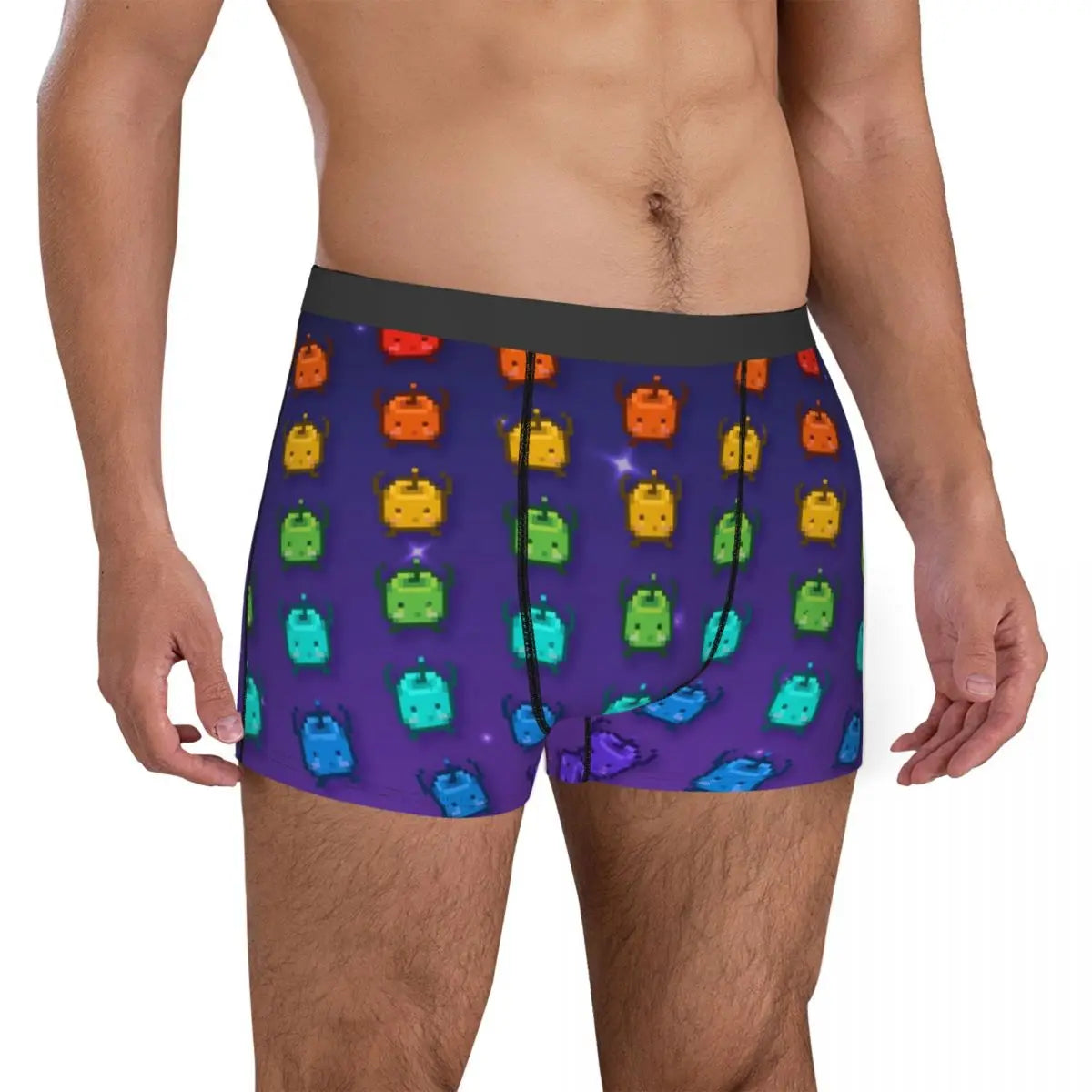 Hommes Stardew Valley arc-en-ciel Junimos sous-vêtements jeu vidéo nouveauté Boxer Shorts culottes mâle doux caleçons S-XXL