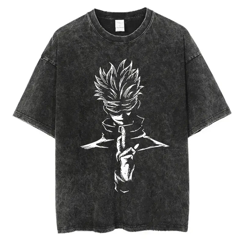 Anime Washed T-shirt: Vintage Harajuku Oversized Cotton Tee