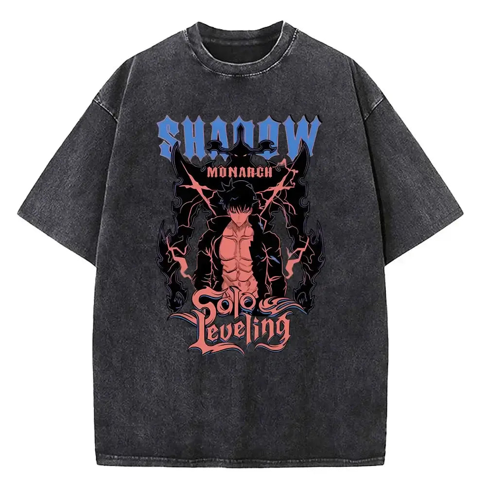 Solo Leveling Vintage T-shirt: Washed Cotton Streetwear