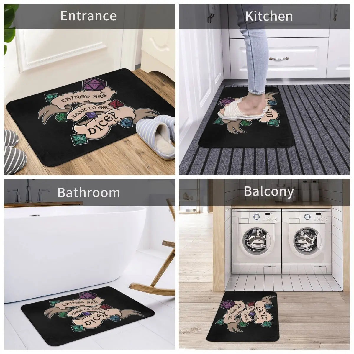 DnD Game Non-slip Doormat Kitchen Mat Things Are About To Get Dicey Floor Carpet Welcome Rug Indoor Decorative